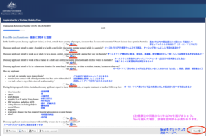 健康問題についての入力画面