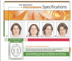 ビザ申請用写真のサンプル