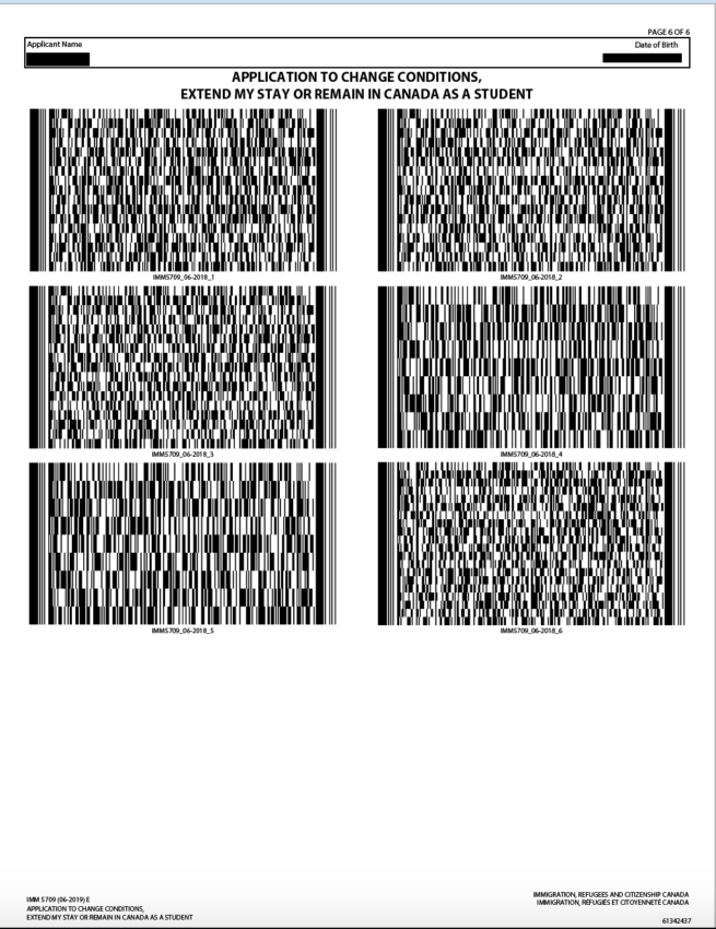 カナダ学生ビザ申請書類IMM5709の6枚目